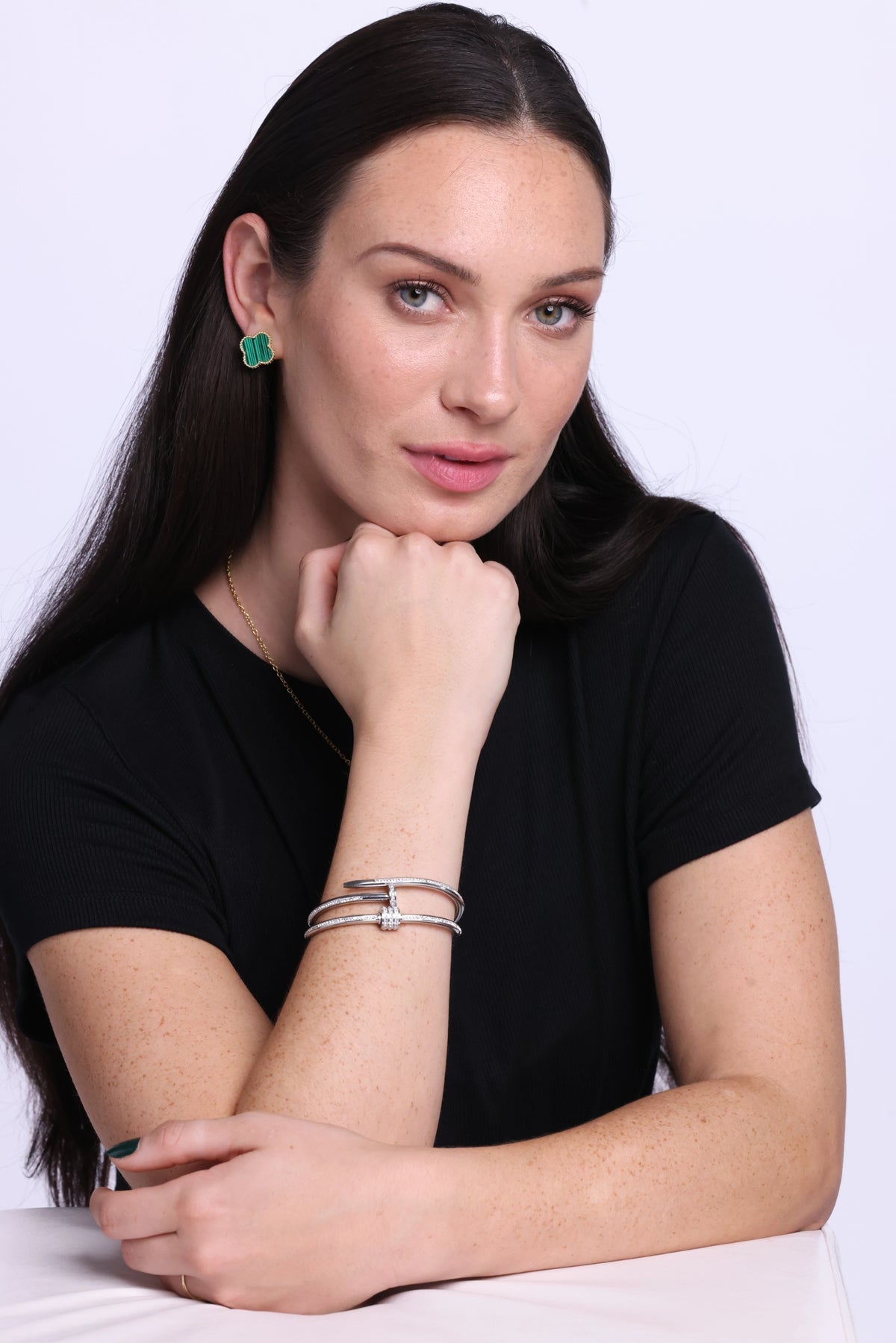 Silver Crystal Nail Bracelet