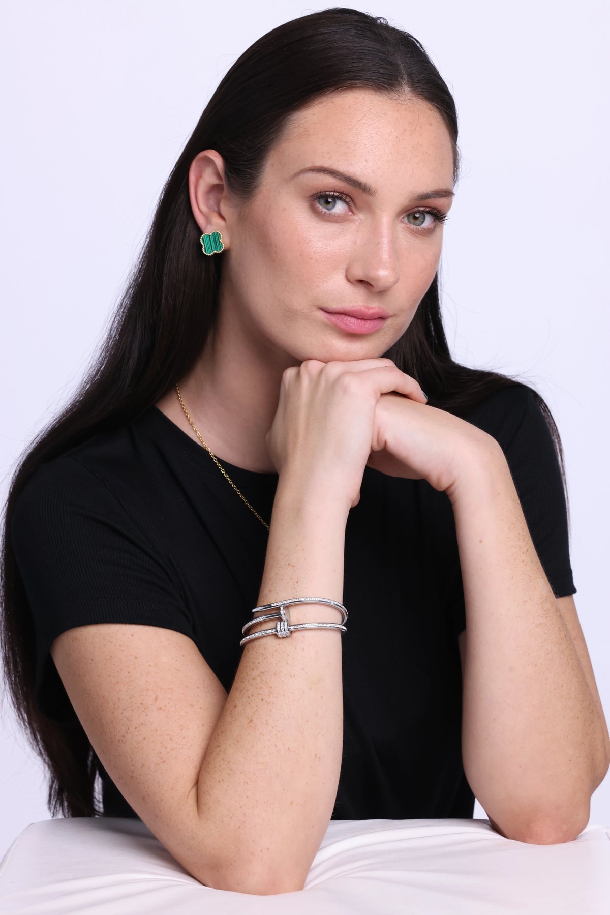 Green Clover Stud Earrings