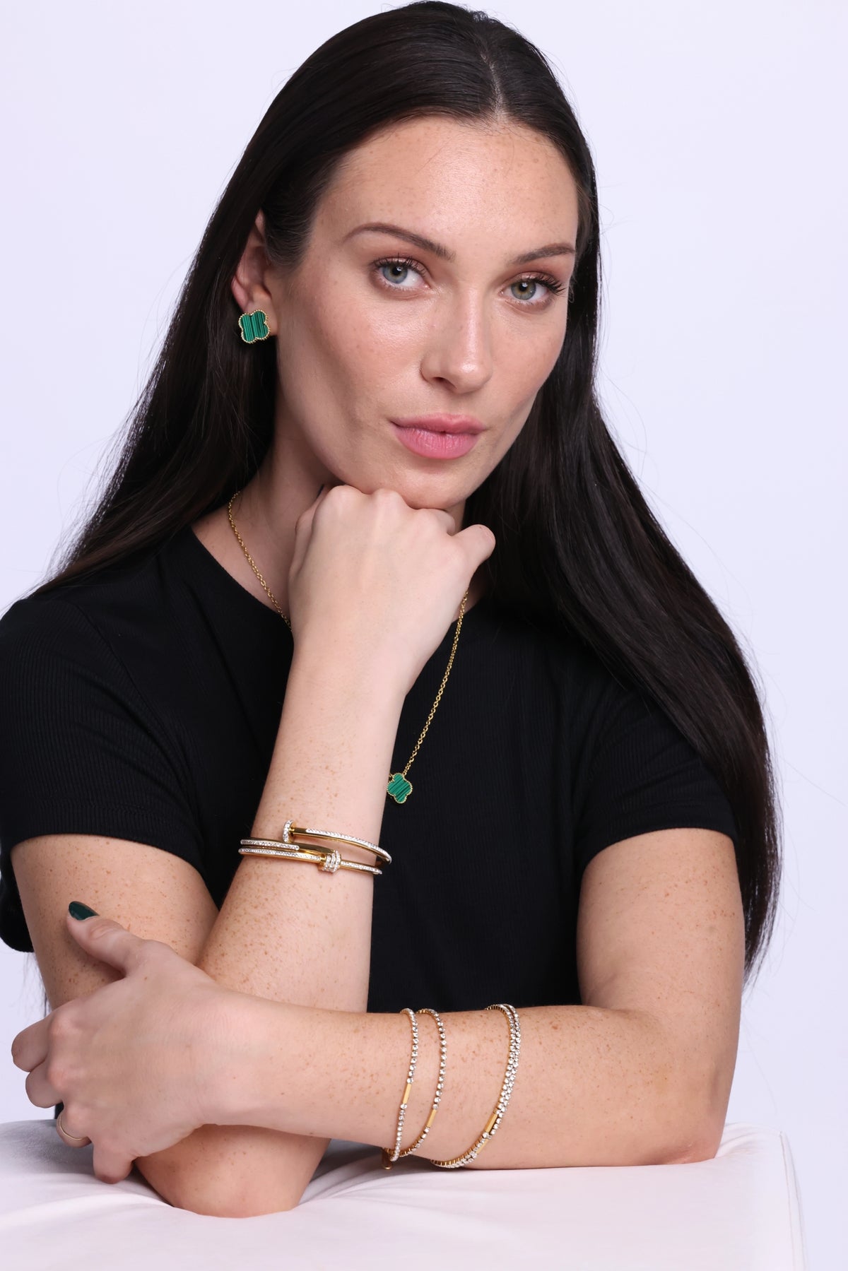 Gold and Crystal Nail Bracelet