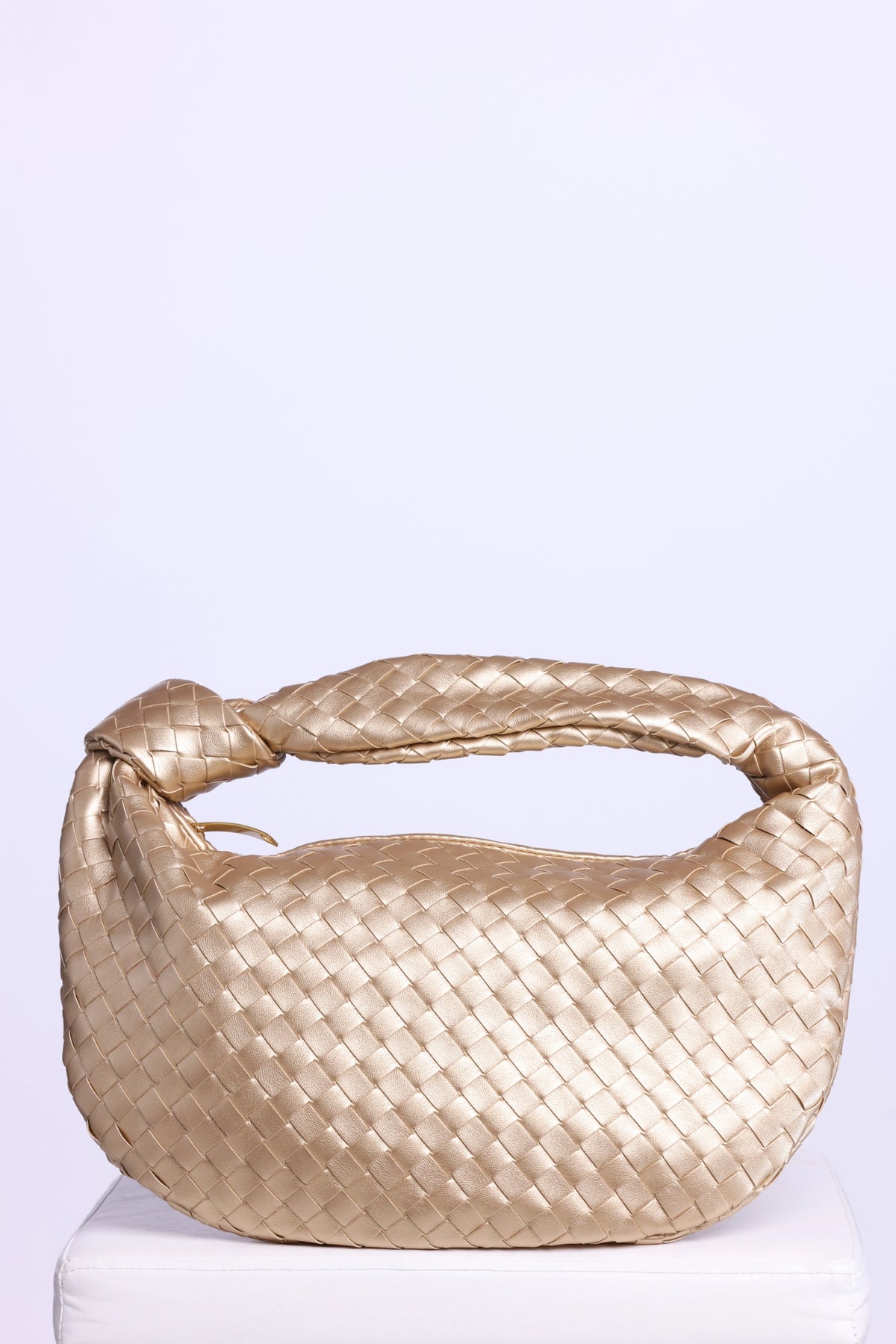 Woven Vegan Leather Knot Handbag
