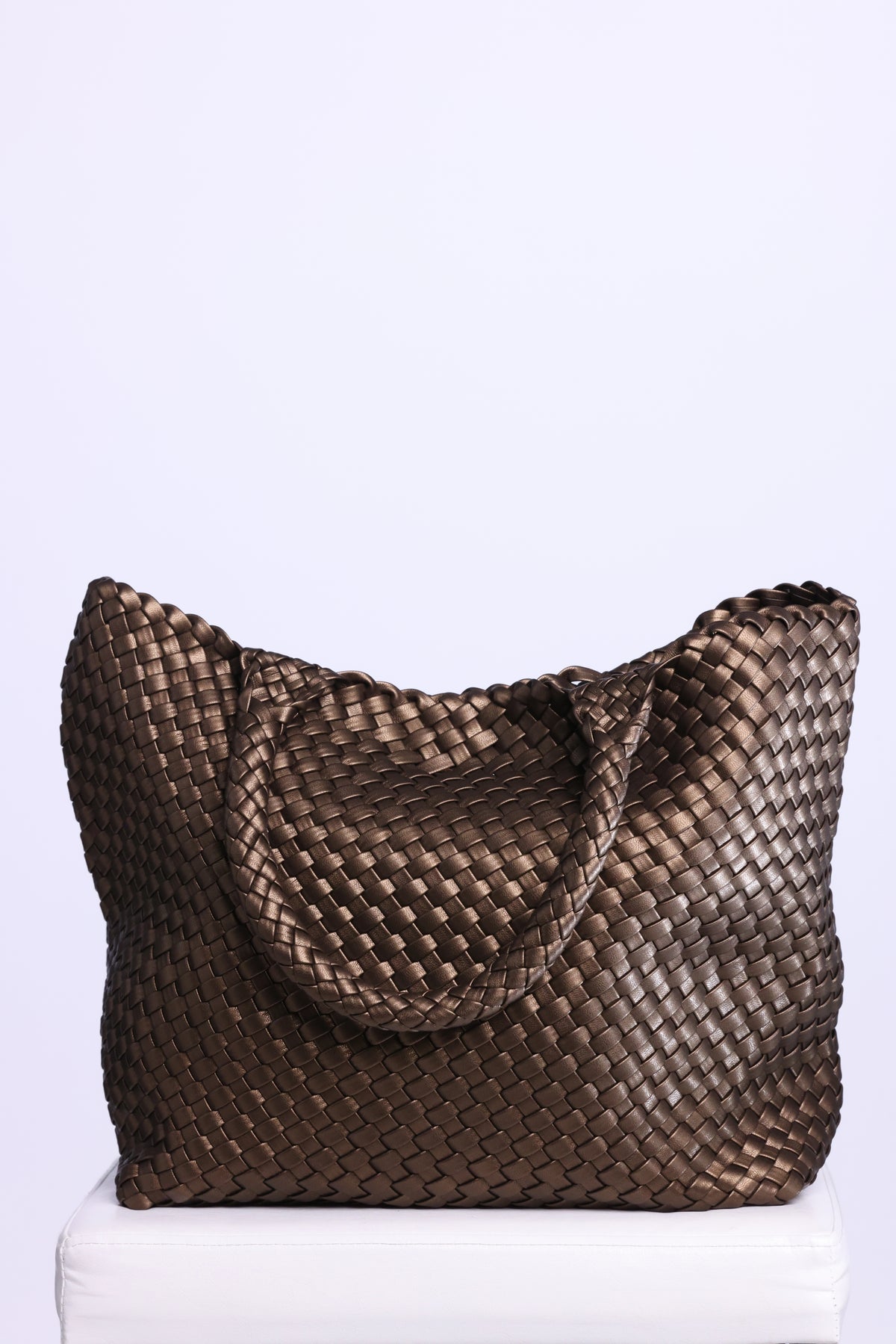 Woven Vegan Leather Tote Bag