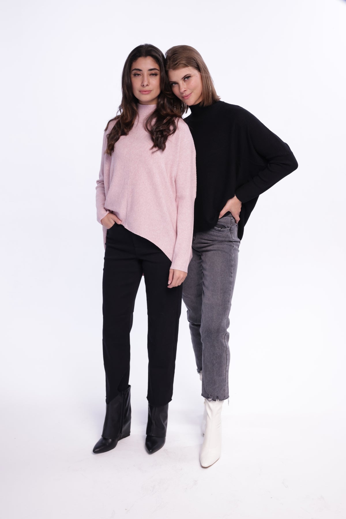 Pink Batwing Tunic Sweater