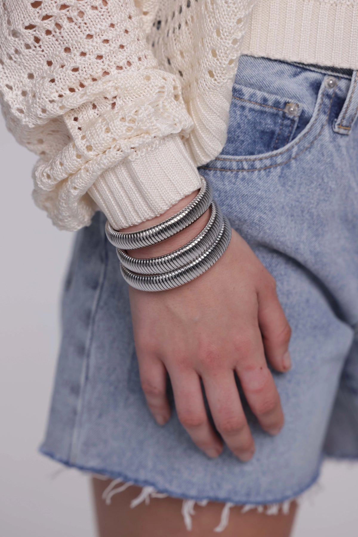 Silver Stretch Bangle Bracelet