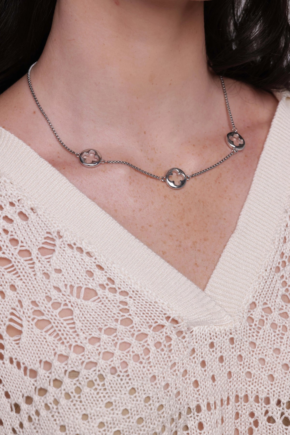 Open Clover Station Necklace