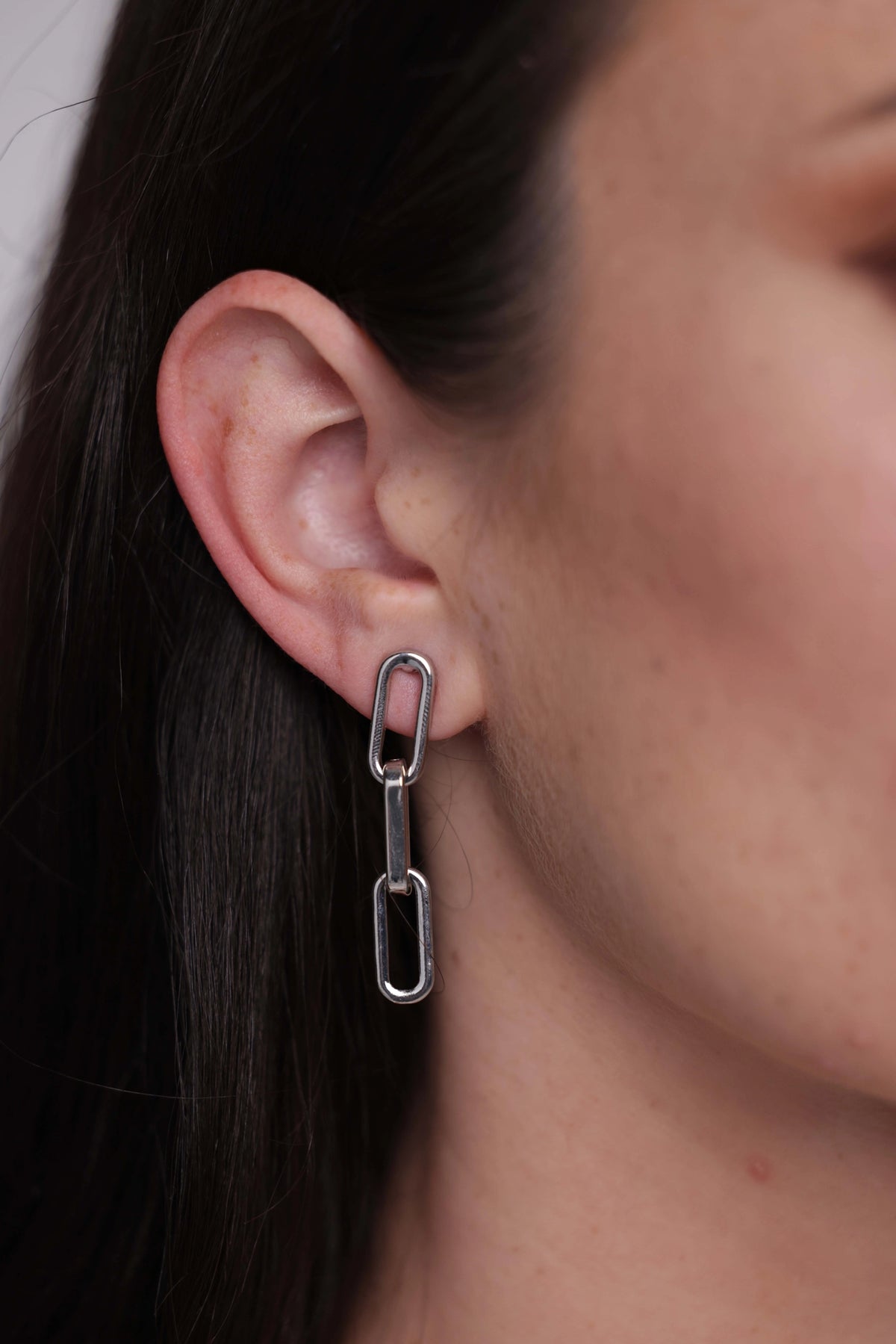 Silver Chain-Link Drop Earrings