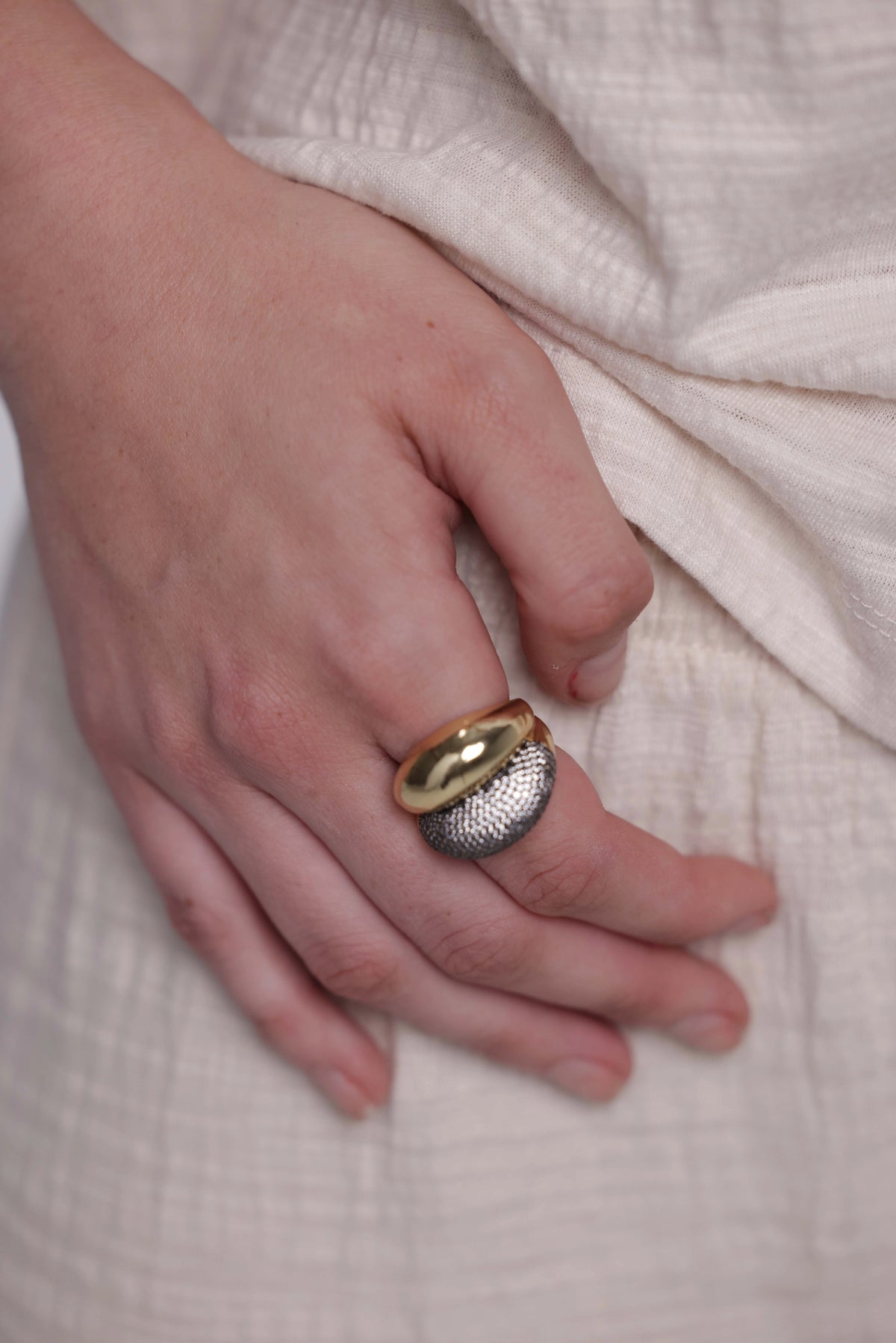 Gold and Silver Cocktail Ring