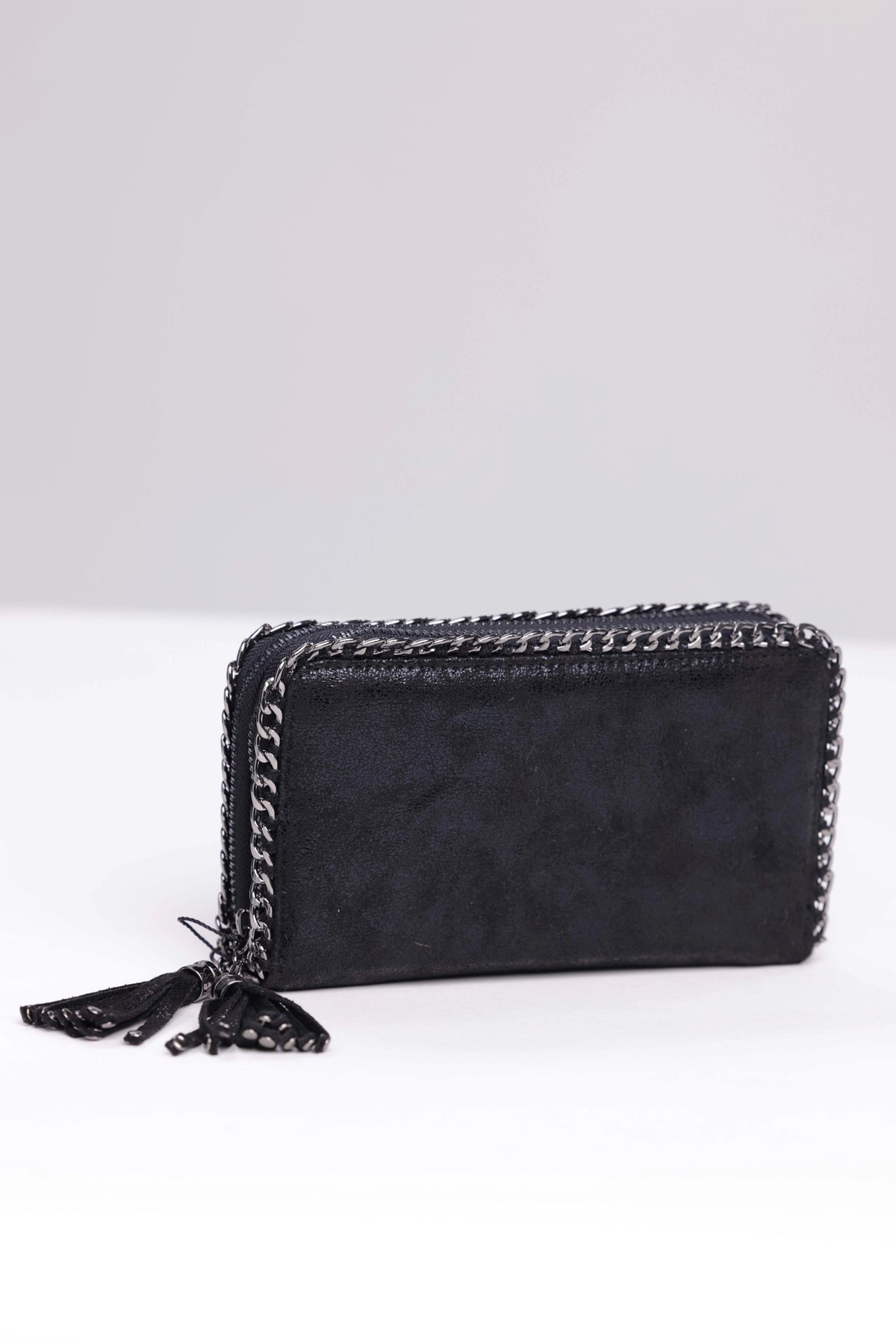 Vegan Leather Zip-Around Clutch