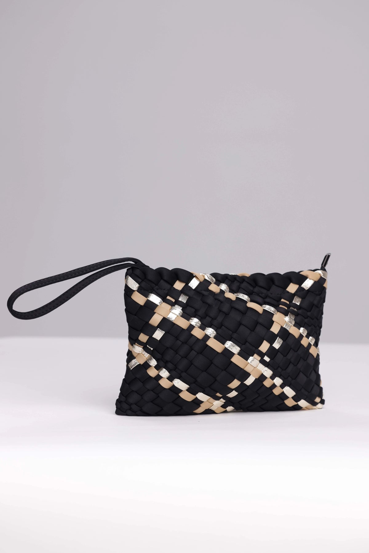 Woven Vegan Leather Wristlet