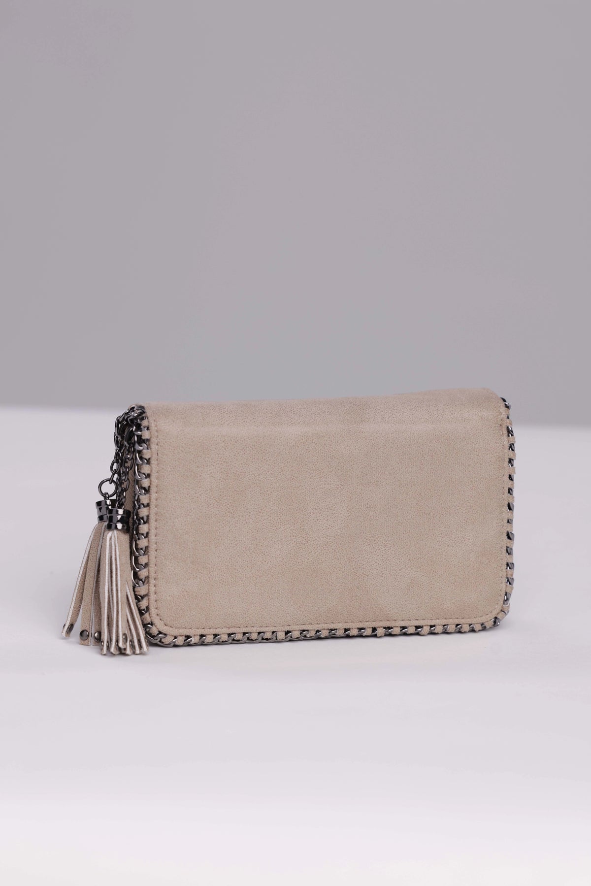 Taupe Vegan Leather Clutch
